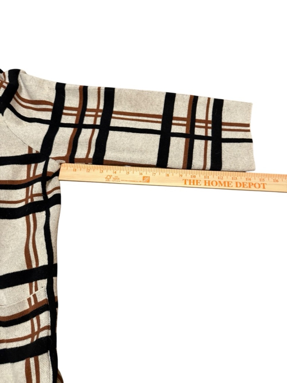 Oliver O Plaid Open-Front Coat in Cream & Brown Women’s 1X - Picture 6 of 7